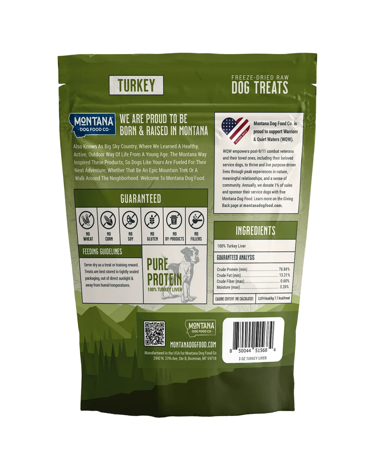 Montana Dog Food Co Turkey Liver Freeze-Dried Raw Dog Treats packaging