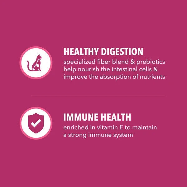 IAMS cat food bag panel: healthy digestion and immune health support.