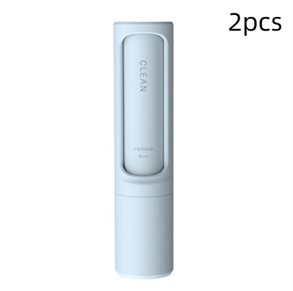 Light blue 2-in-1 pet hair remover brush and lint roller, cylinder design