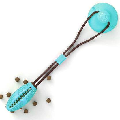 Teal slow feeder lick mat with suction cup base and kibble, for dog and cat mealtime enrichment