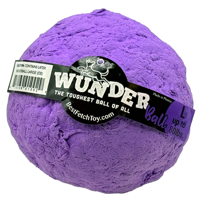 WUNDERball fetch toy ball, purple textured exterior with WUNDER logo label