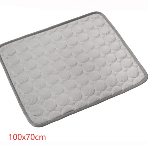 Light gray pet cooling pad with raised bubble texture, smooth padded border
