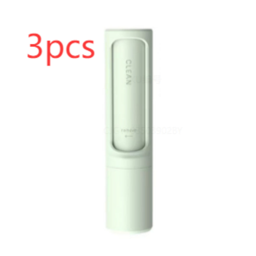 Mint green 2-in-1 pet hair remover brush and lint roller, upright cylinder