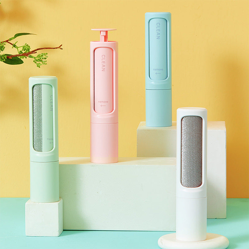 2-in-1 pet hair remover set with blue and pink lint roller brushes