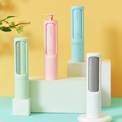 2-in-1 pet hair remover set with blue and pink lint roller brushes
