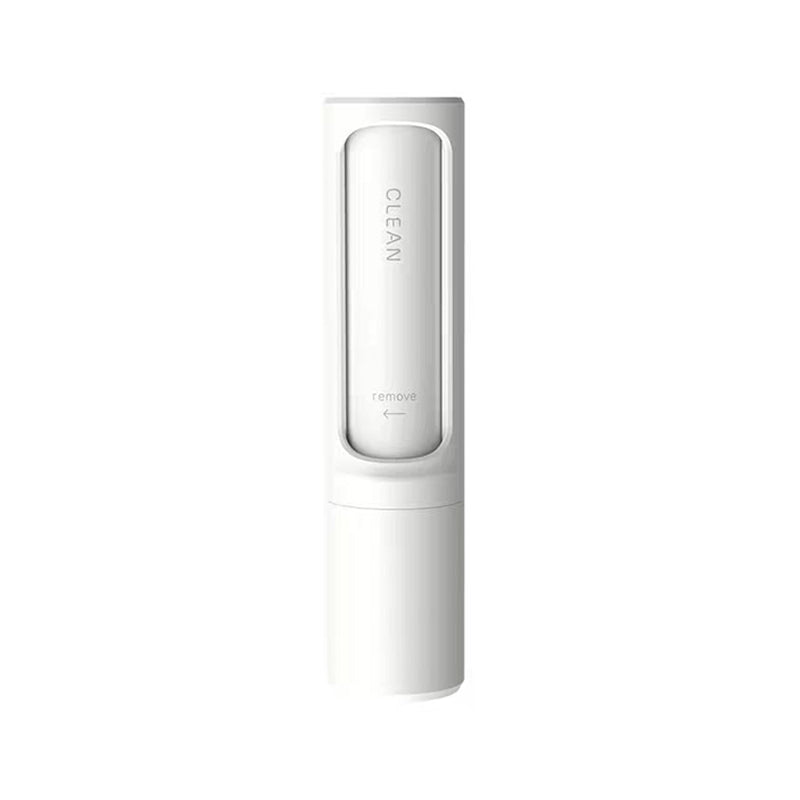White lint roller brush device with built-in textured roller head