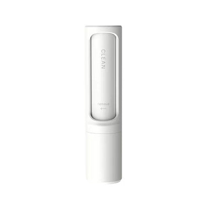 White lint roller brush device with built-in textured roller head