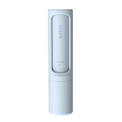 Light blue lint roller brush device with wide textured roller head