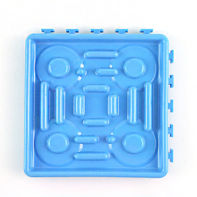 Blue slow feeder licking mat with suction-style side tabs and raised peanut ridges