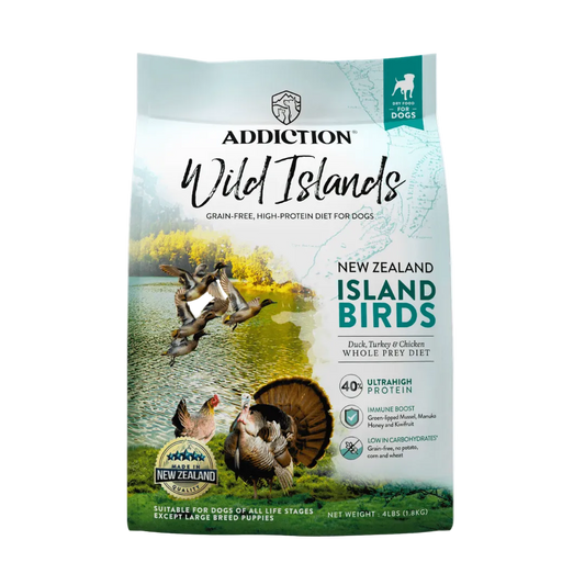 Dry dog food pouch for dogs, New Zealand Island Birds whole prey recipe