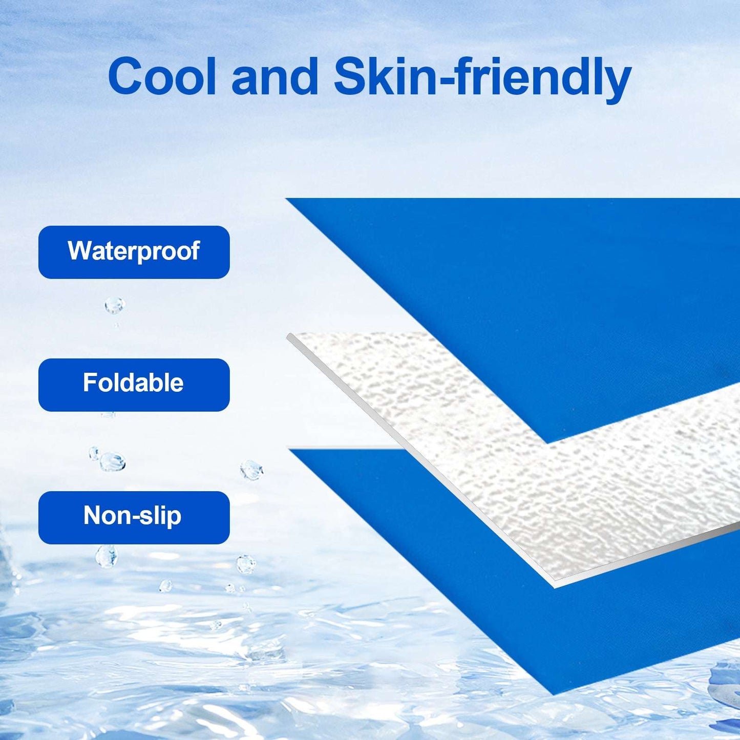 Blue waterproof pet cooling mat with textured non-slip surface