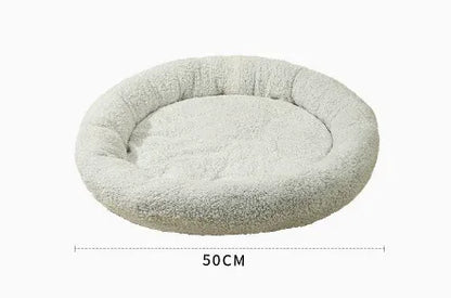 Soft 50cm round pet bed for cats and dogs, cozy plush design for comfortable napping