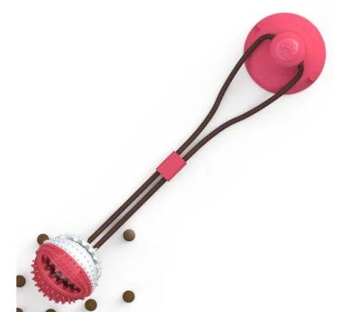 Pink slow feeder lick mat toy with suction cup base for dogs and cats, promotes healthy eating and hydration