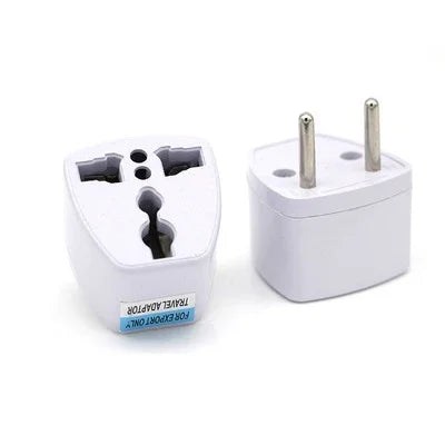White US plug adapter with two prongs and mounting base for pet hair dryer