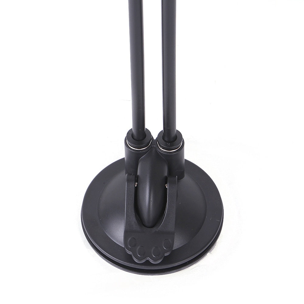 Cat teaser toy suction base with two black rods and round stand