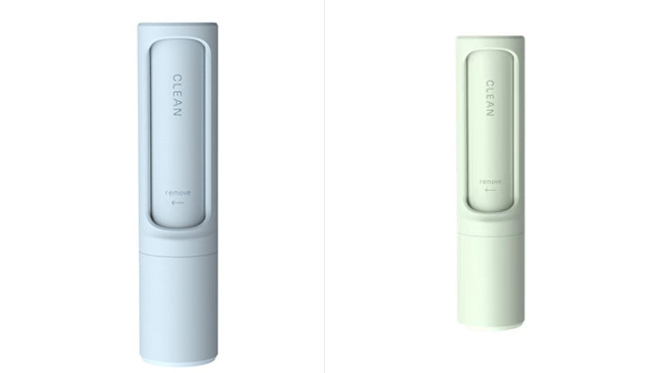 2-in-1 pet hair remover brushes in light blue and mint green