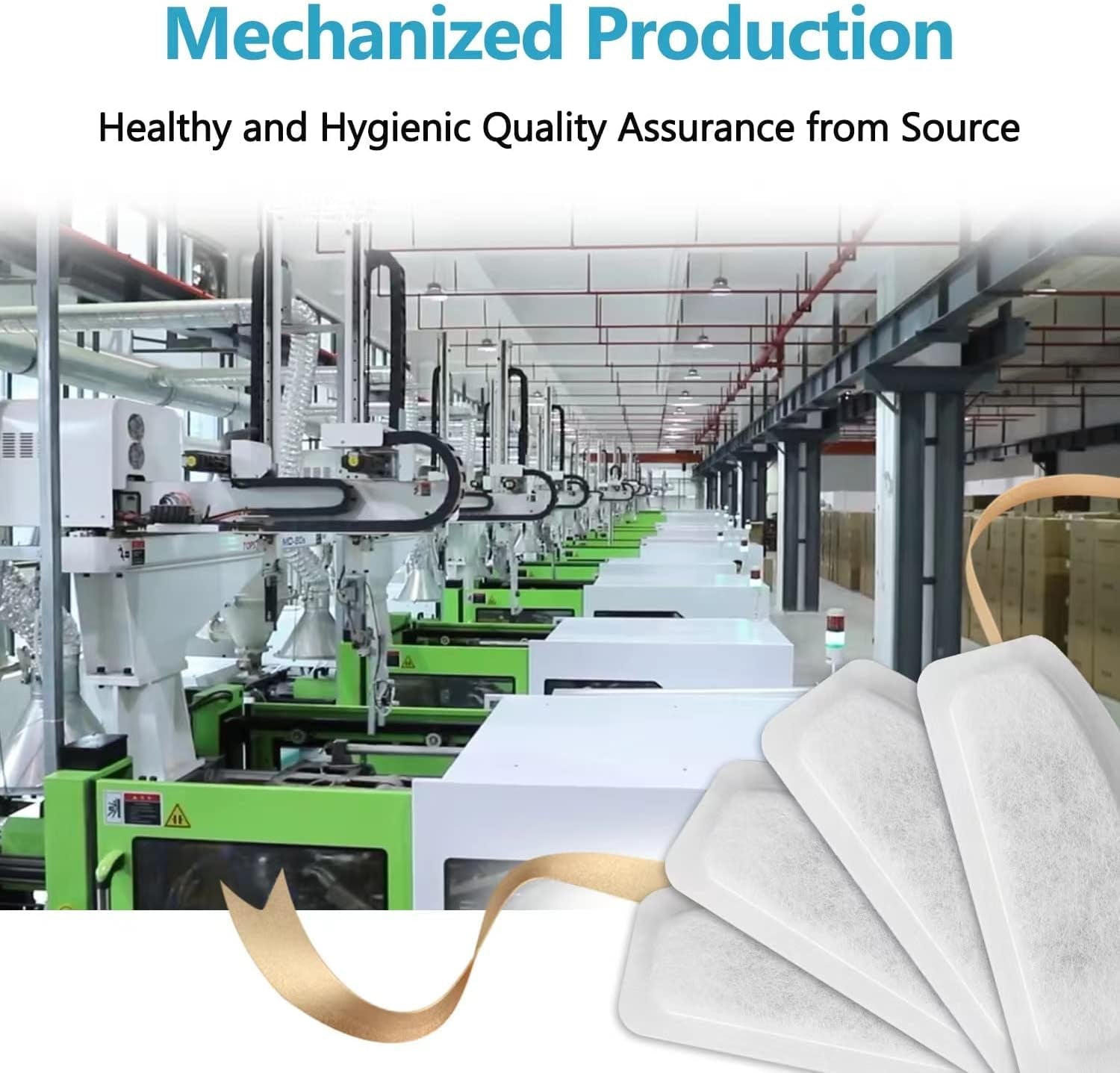 Cat water fountain filter replacement pads on an industrial production line