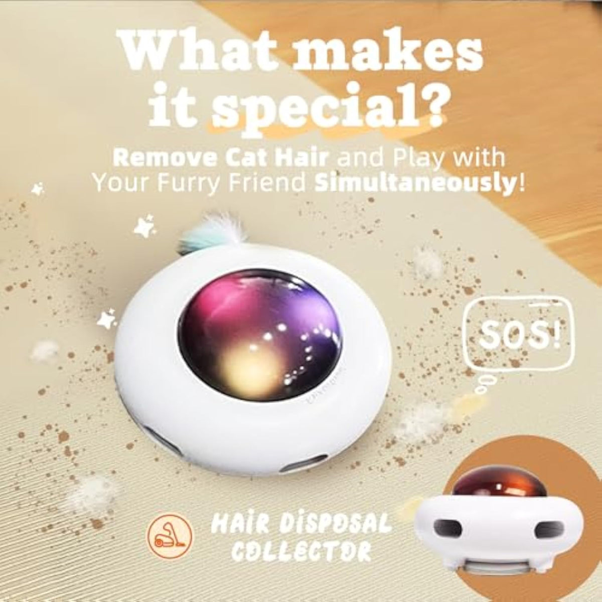 White LED cat UFO toy with glowing multicolor dome