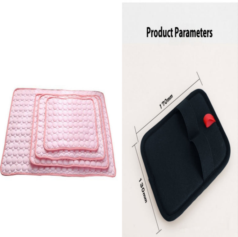 Pink pet cooling pad with raised bubble pattern and darker pink border