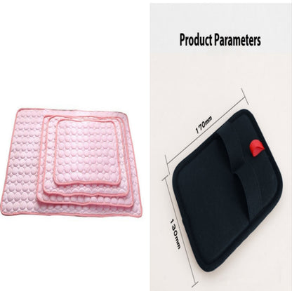 Pink pet cooling pad with raised bubble pattern and darker pink border