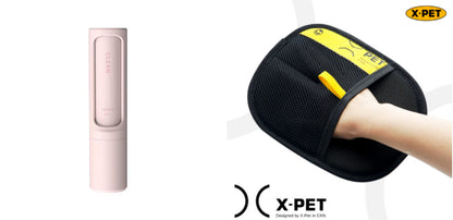 2-in-1 pet hair remover brush and lint roller set: pink roller and black brush