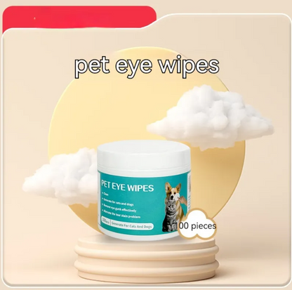 Pet eye wipes jar, white container with teal label