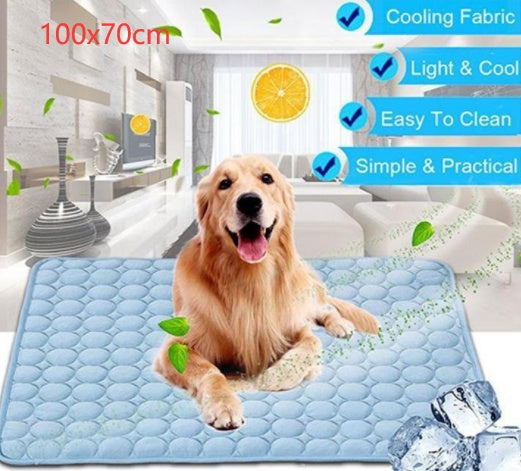Blue cooling pet dog ice silk nest pad with raised bubble texture