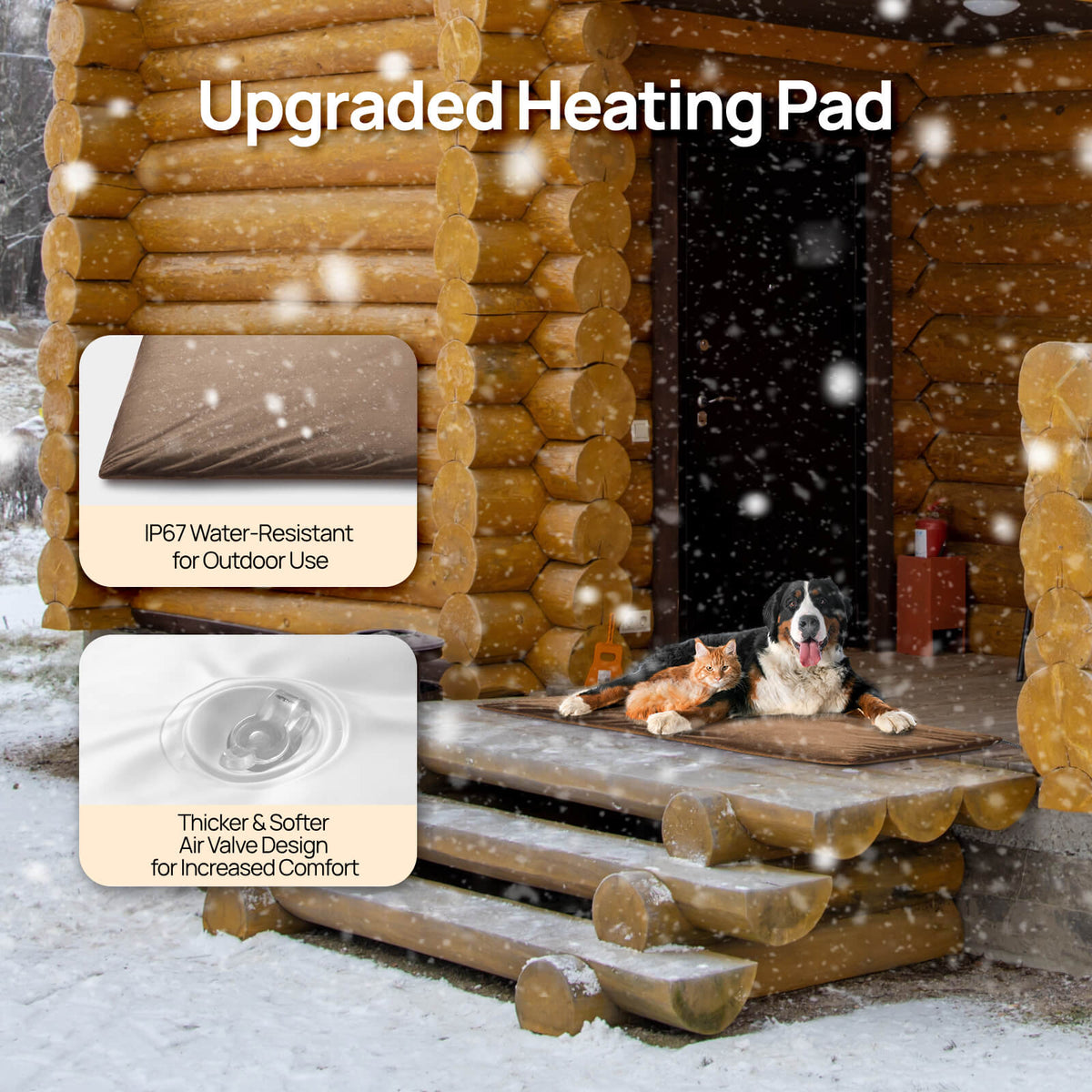 Outdoor pet heating pad with thick cushion design for dogs, waterproof for outdoor use