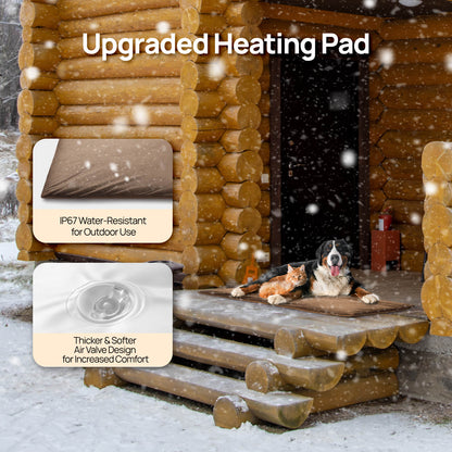 Outdoor pet heating pad with thick cushion design for dogs, waterproof for outdoor use