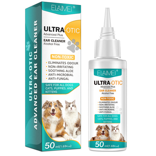 ELAIMEI pet ear cleaner 50 ml bottle with matching Ultra-Otic box