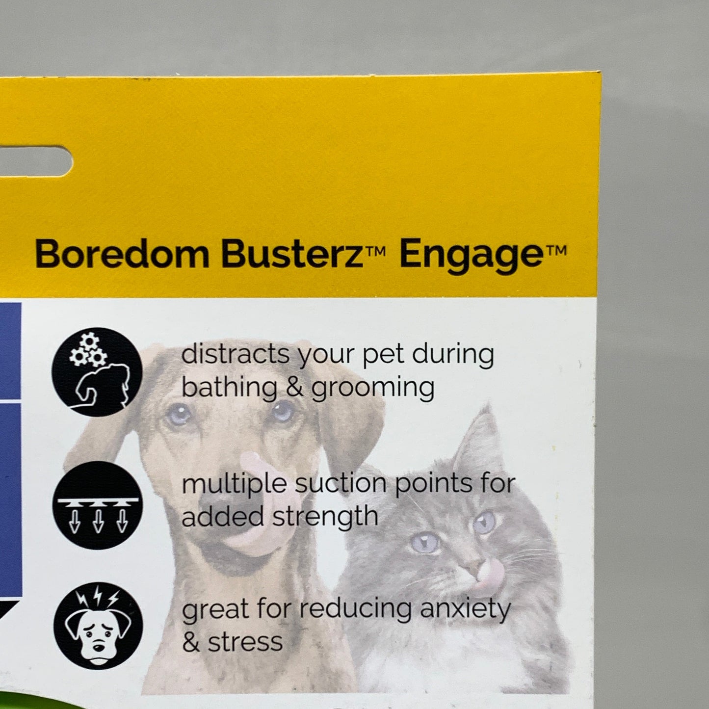 Slow feeder lick mat 2-pack box front with dog icons and green mat insert