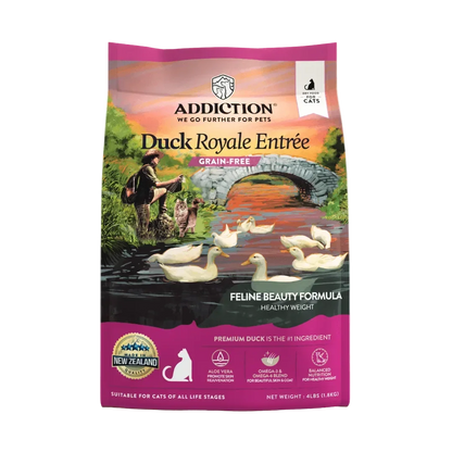 Grain-free Duck Royale Entrée cat food, premium duck ingredient, feline beauty formula for healthy weight