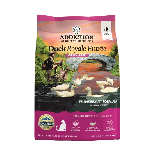 Grain-free Duck Royale Entrée cat food, premium duck ingredient, feline beauty formula for healthy weight