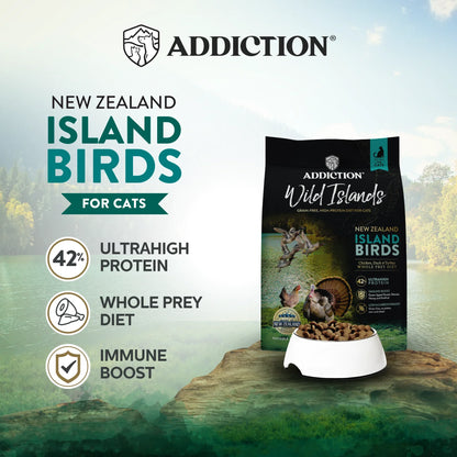 Wild Islands dry cat food bag for cats with bowl, New Zealand Island Birds variety