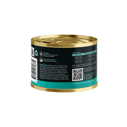 Addiction Wild Islands Island Birds grain-free cat food can, back label with ingredients