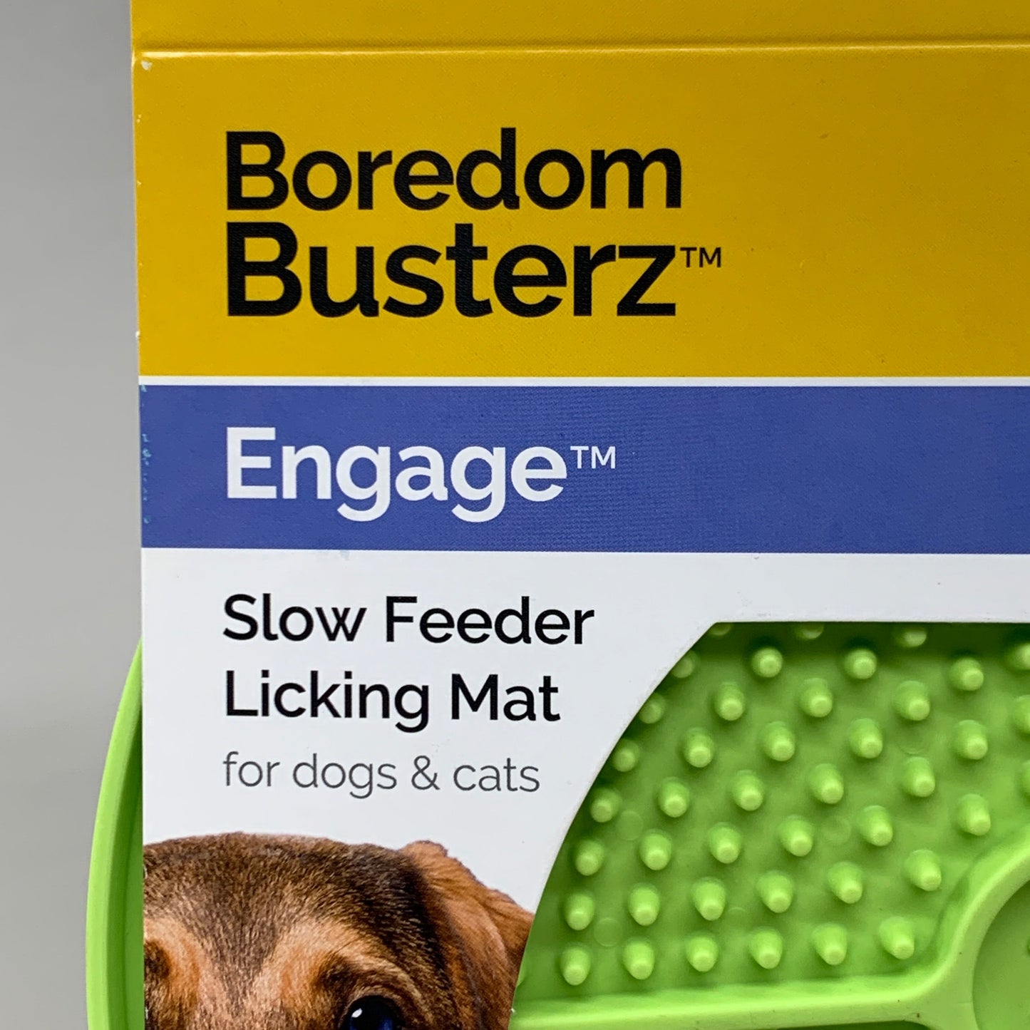 Engage slow feeder licking mat box with Boredom Busterz branding