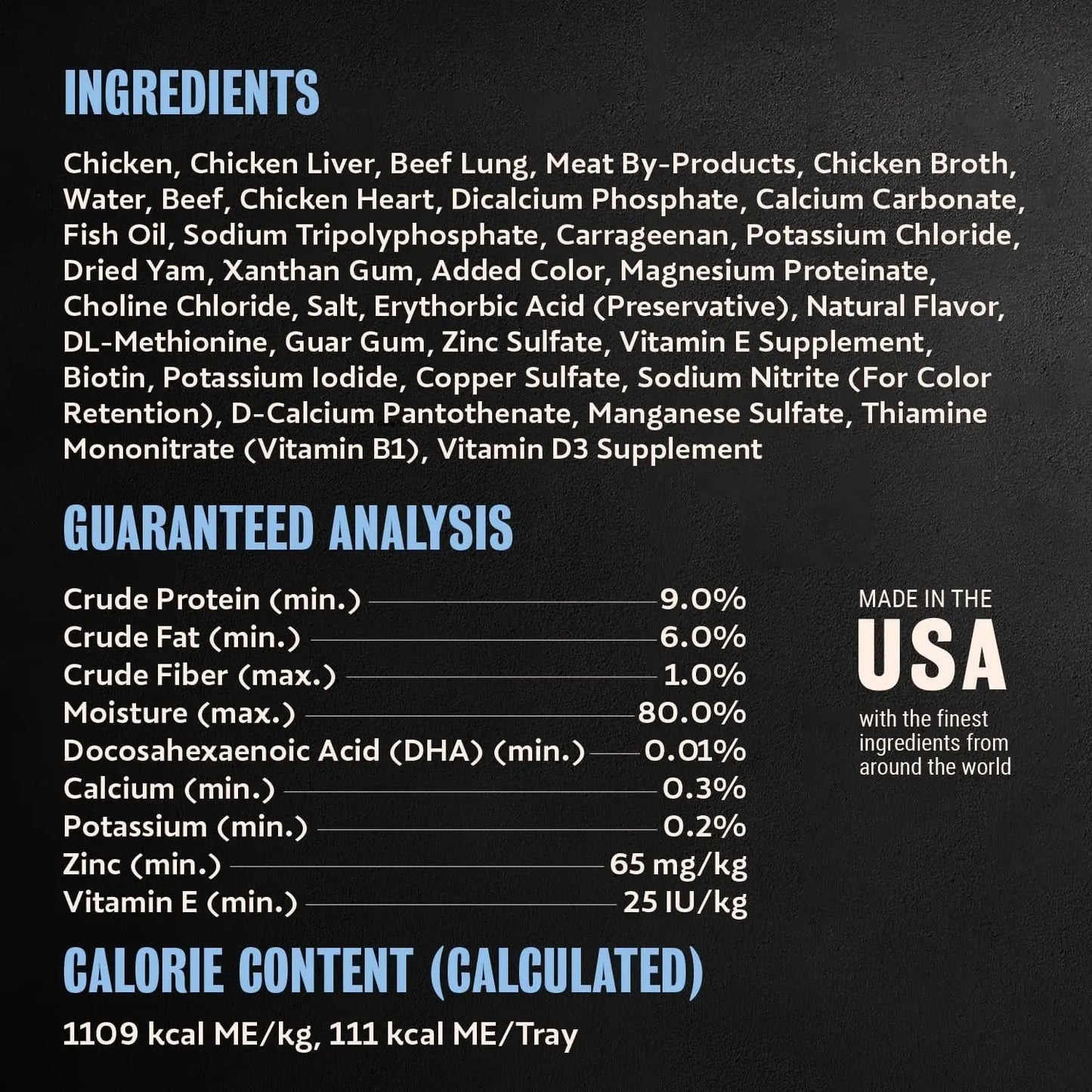 Cesar Puppy wet dog food ingredients and guaranteed analysis info panel