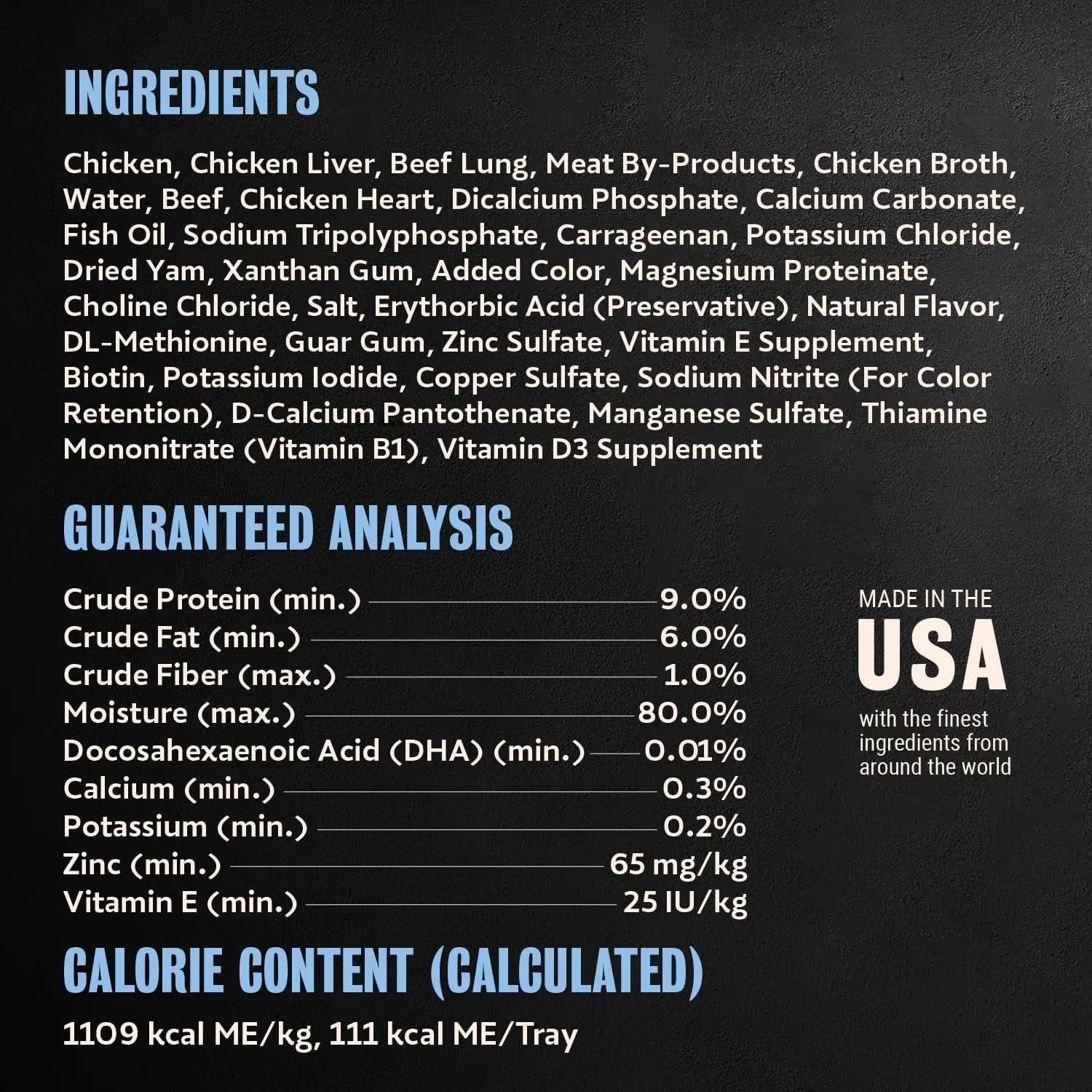 Cesar Puppy wet dog food ingredients and guaranteed analysis info panel