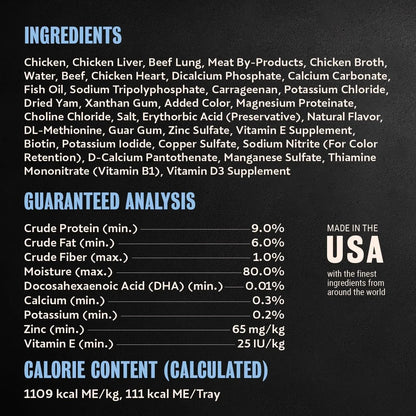 Cesar Puppy wet dog food ingredients and guaranteed analysis info panel