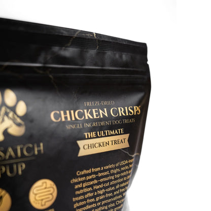 Wasatch Pup Freeze-dried Chicken Crisps pouch close-up