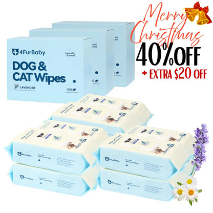 Dog & cat grooming wipes, lavender scent, multiple 400-count packs