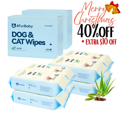 Dog & cat grooming wipes, unscented aloe, 400-count pack