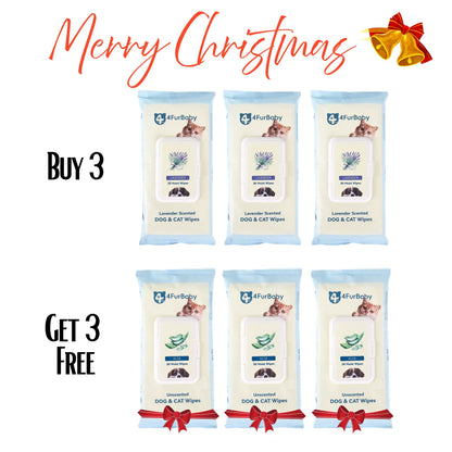 Dog & cat wipe packs, lavender scented (set of 6)