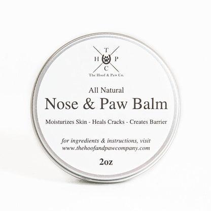 All-natural nose & paw balm 2 oz tin close-up label