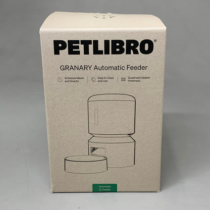 PETLIBRO Granary automatic feeder package box with product diagram and label