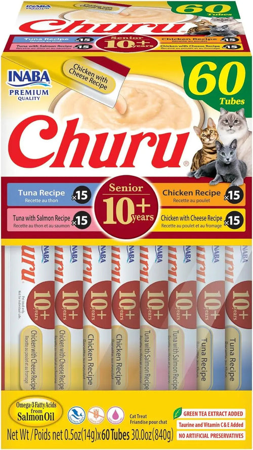 Churu senior cat treat tubes multipack, assorted Tuna and Chicken varieties