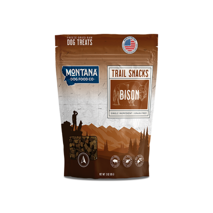 Freeze-dried raw dog treats bag: bison trail snacks, single ingredient, grain-free