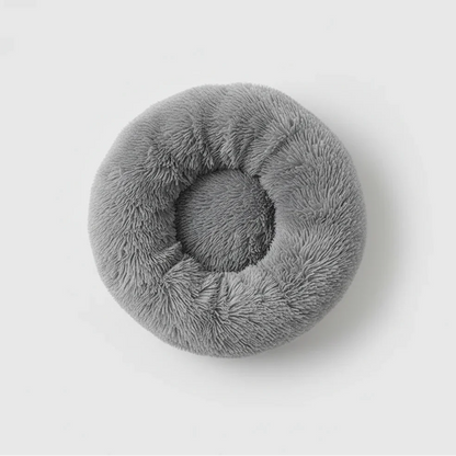 Midfox Plush Donut Comfort Pet Bed in grey faux fur