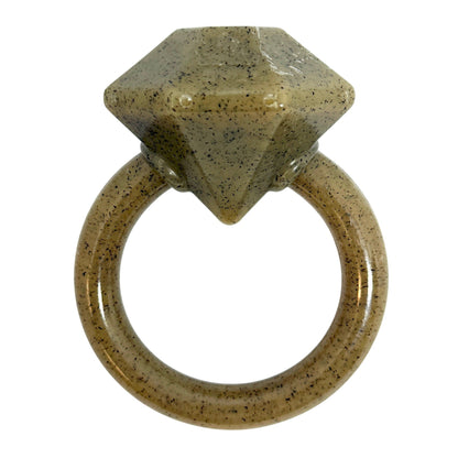 Olive speckled diamond teething ring with circular loop