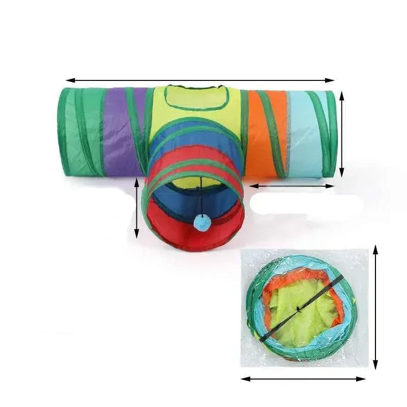 WTN Essentials colorful foldable cat tunnel toy for indoor play